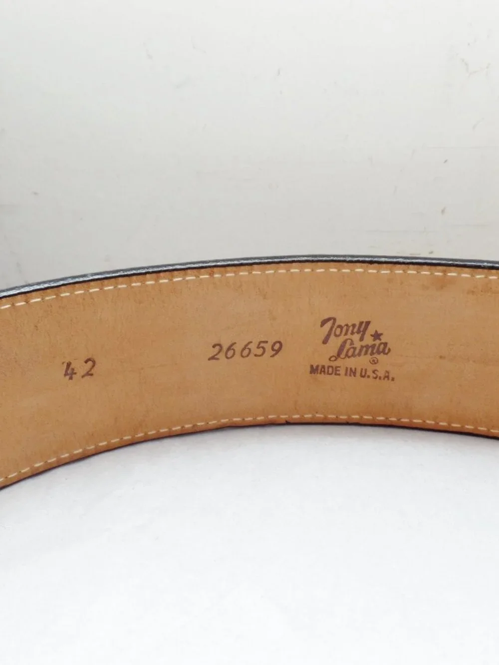 Tony Lama Belt Gold Label Alligator Lizard Size 42